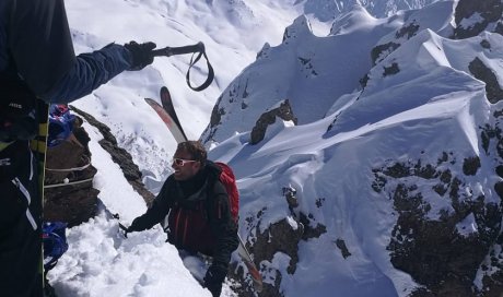 Sortie en free ride snow board et ski avec un moniteur de ski à Valloire 